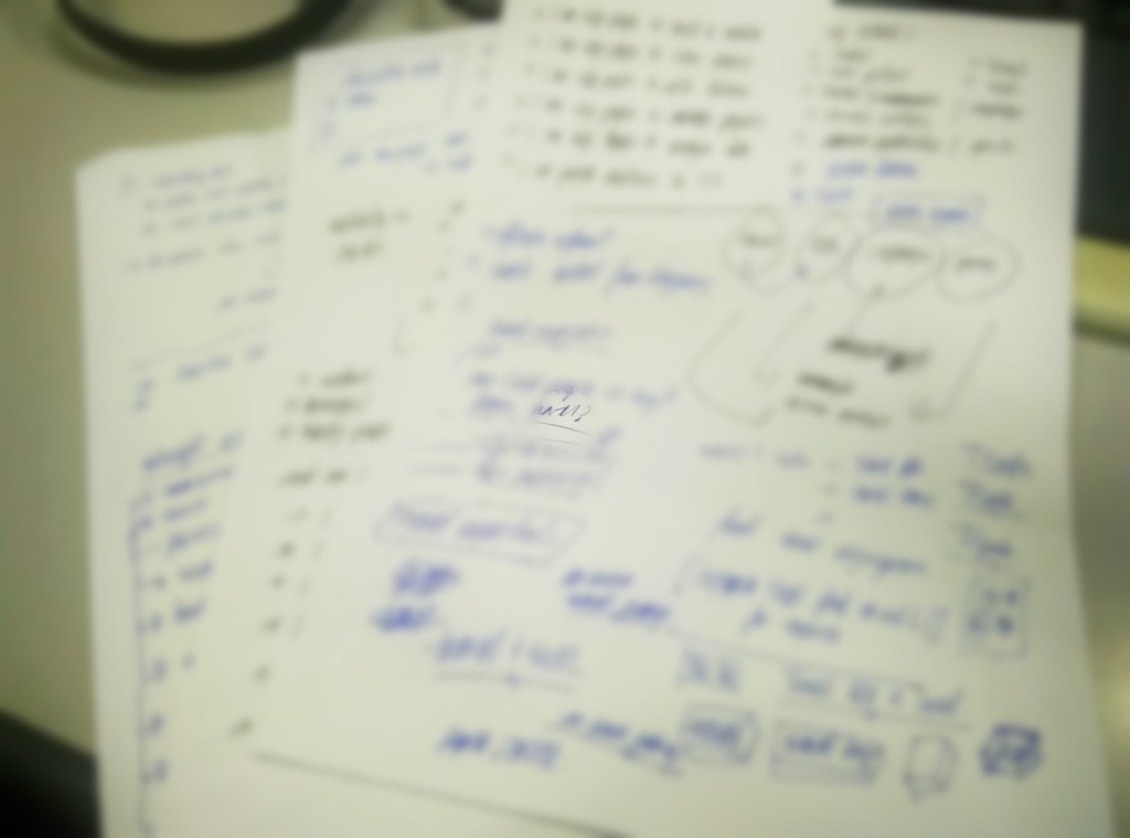 More and more papers accumulated while brainstorming. I still have more. 